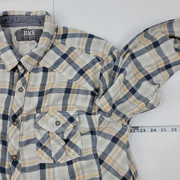 BKE Standard XL pearl snap long sleeve button down shirt Plaid 3200 - Picture 5 of 9